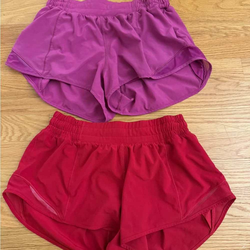 Lululemon Hotty Hot Shorts (top pair is pink and bottom pair is red!)